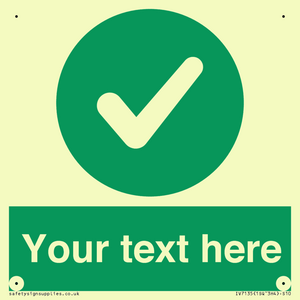 Custom green background, green circle with tick